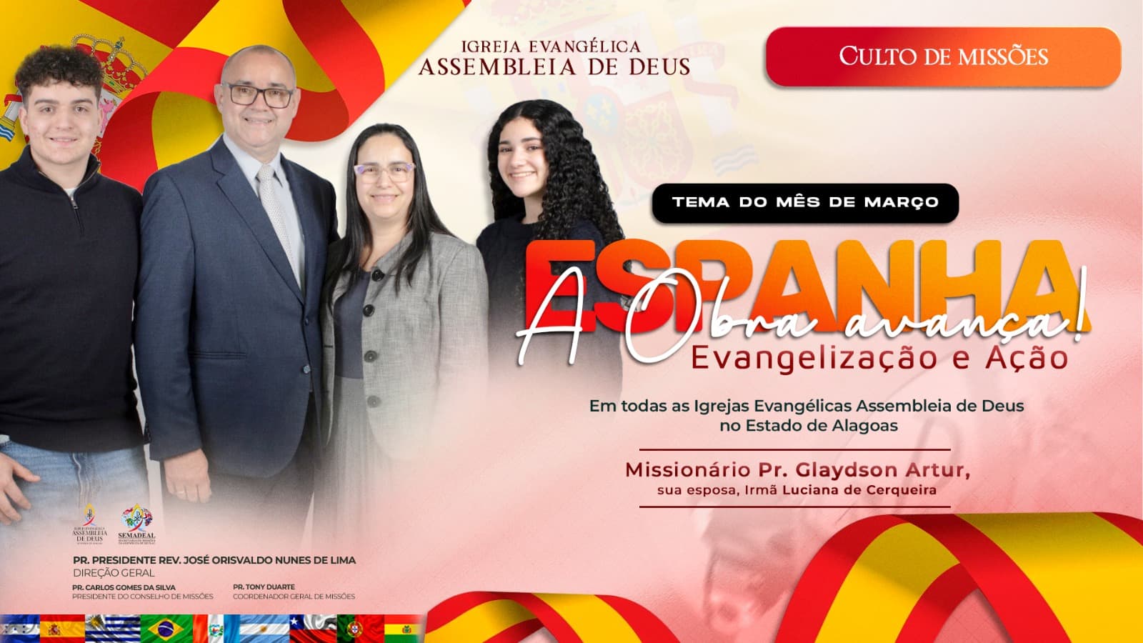 Informe missionário da SEMADEAL para o culto de missões em Alagoas com foco no campo missionário da Espanha, em Lebrija